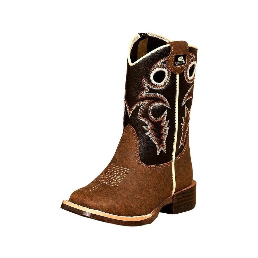 DOUBLE BARREL TODDLER-BOYS' TRACE ZIPPER WESTERN BOOT SQUARE TOE BROWN 5 US